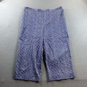 Alfred‎ Dunner Shorts Women 18 Blue Geometric Elastic Waist Cotton Blend